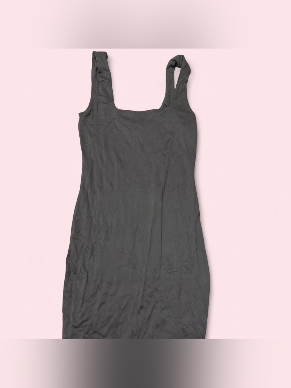 Contour Collection Ladies Square-Neck Bodycon Dress - Charcoal